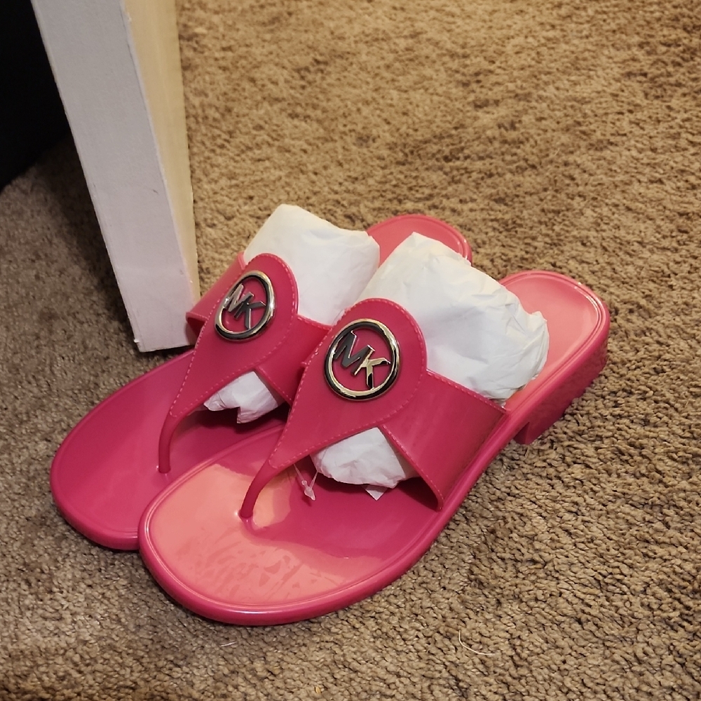 Michael Kors Pink Sandals with Floral Embellishments